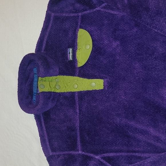 Patagonia Synchilla pullover vintage jacket purple and green snap buttons - Picture 5 of 7